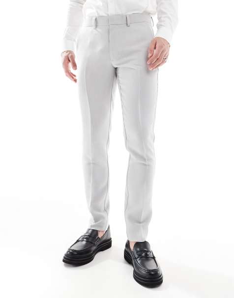 ASOS DESIGN - Pantalon de costume skinny en tissu microtexturé - Gris clair - view 1