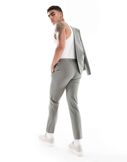 ASOS DESIGN - Pantalon de costume skinny en tissu stretch multidirectionnel - Vert sauge, 3 de 5
