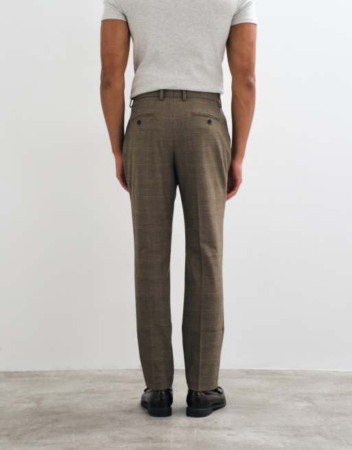 ASOS DESIGN pantalon de costume slim à carreaux Prince de Galles marron, 5 de 5