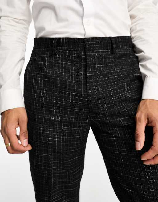 ASOS DESIGN - Pantalon de costume slim effet hachuré - Noir, 4 de 5