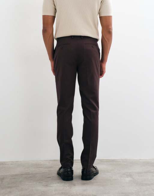 ASOS DESIGN pantalon de costume slim en flanelle marron, 3 de 5