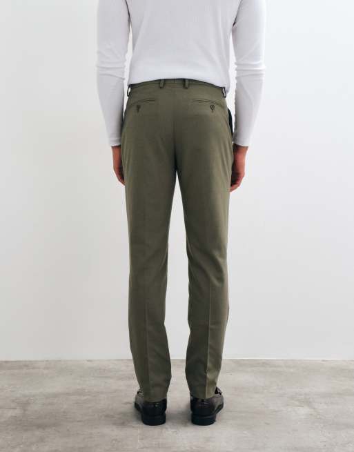 ASOS DESIGN pantalon de costume slim en flanelle vert olive, 5 de 5