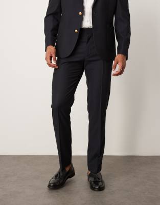 ASOS DESIGN - Pantalon de costume slim en jacquard - Bleu marine
