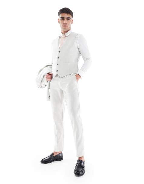 ASOS DESIGN - Pantalon de costume slim en laine mélangée - Gris clair - view 1