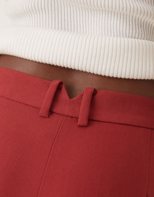 ASOS DESIGN - Pantalon de costume structuré coupe slim droite avec ourlet fendu - Rouge cerise, 3 de 5