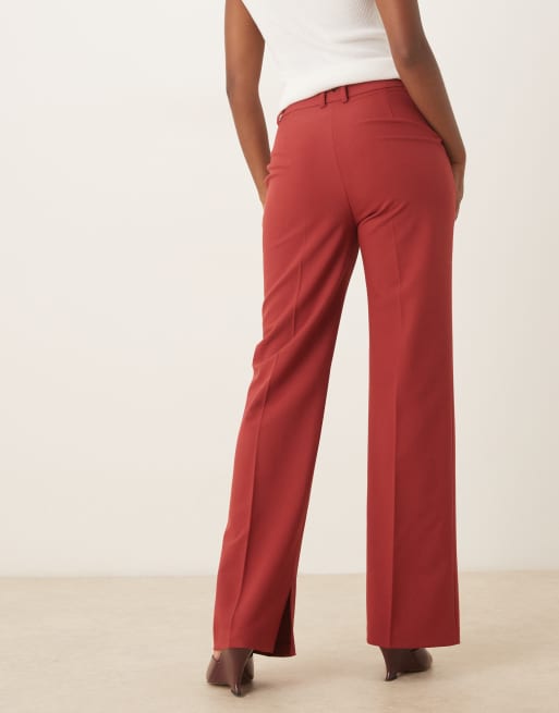 ASOS DESIGN - Pantalon de costume structuré coupe slim droite avec ourlet fendu - Rouge cerise, 4 de 5