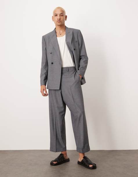 ASOS DESIGN - Pantalon de costume texturé coupe bouffante - Gris - view 1