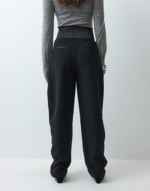 ASOS DESIGN pantalón de esmoquin de sastre con cintura cruzada en negro, 5 de 5