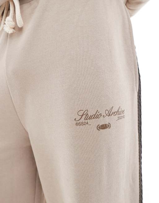 ASOS DESIGN - Pantalon de jogging ample avec bande latérale - Beige, 3 de 5