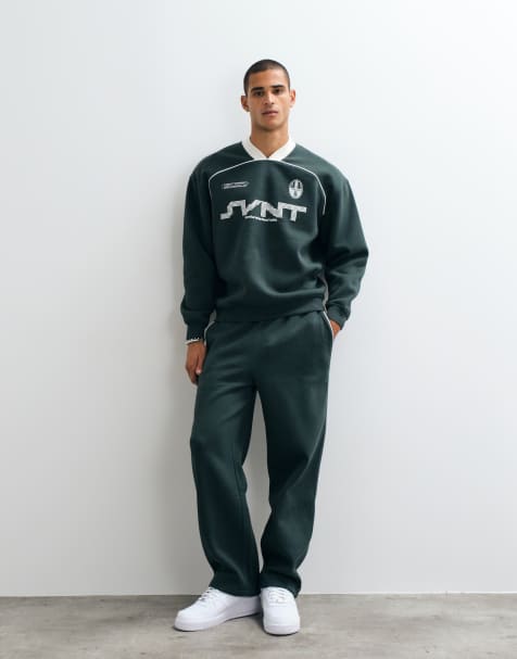 ASOS DESIGN - Pantalon de jogging ample avec passepoil - Vert sapin foncé - view 1
