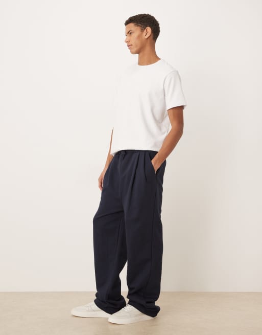 ASOS DESIGN - Pantalon de jogging ample d'ensemble en tissu épais à pinces de qualité supérieure - Bleu marine, 3 de 5