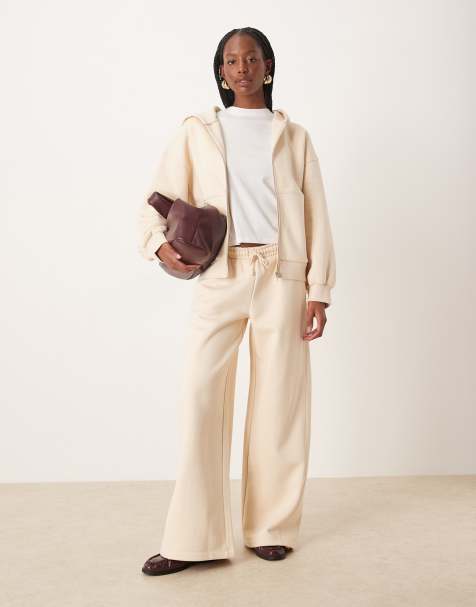 ASOS DESIGN - Pantalon de jogging ample en tissu épais 500 g/m² de qualité supérieure à surpiqûres - Crème - view 1