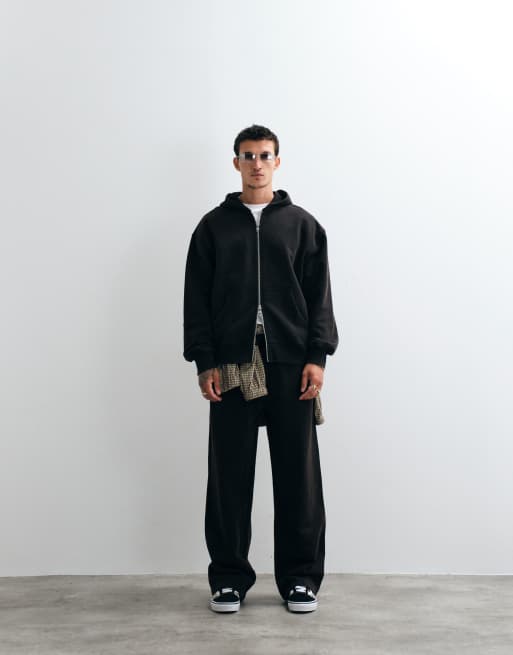 ASOS DESIGN - Pantalon de jogging ample en tissu épais de qualité supérieure - Noir délavé, 2 de 5