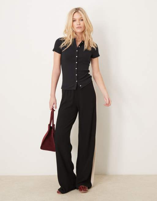 ASOS DESIGN - Pantalon de jogging ample en tissu ultra doux effet brossé avec bande latérale - Noir, 3 de 5