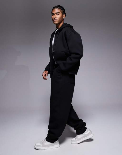 ASOS DESIGN - Pantalon de jogging ample et épais à pinces en imitation néoprène - Noir, 3 de 5
