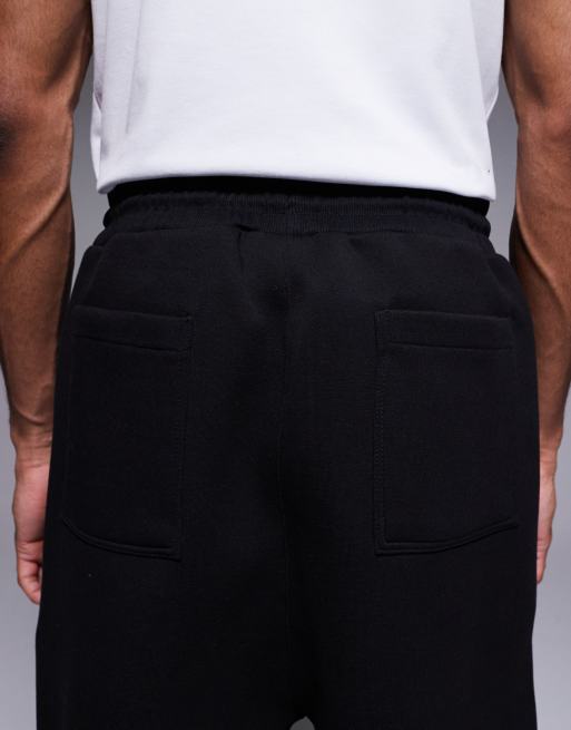 ASOS DESIGN - Pantalon de jogging ample et épais à pinces en imitation néoprène - Noir, 4 de 5