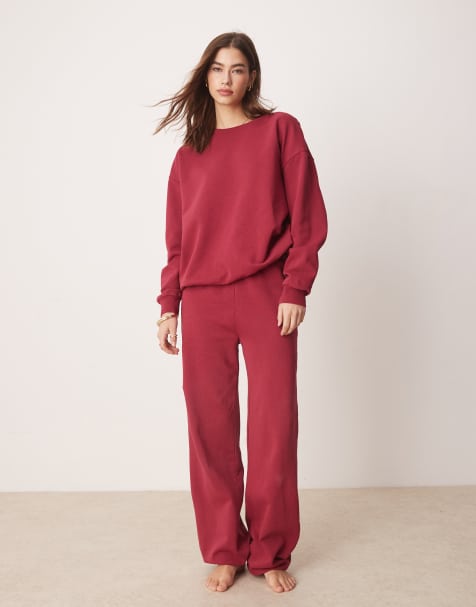 ASOS DESIGN - Pantalon de jogging d'ensemble - Bordeaux délavé - view 1