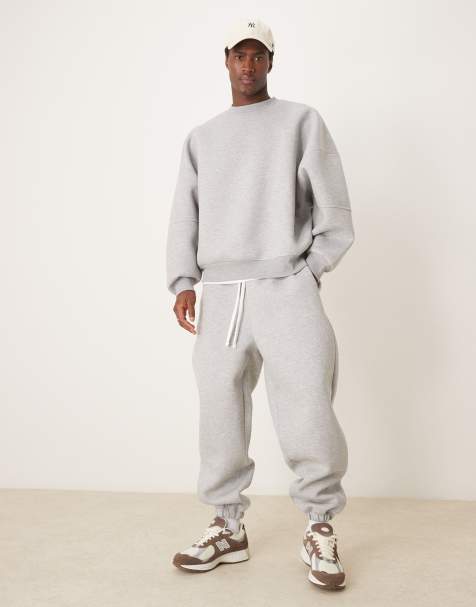 ASOS DESIGN - Pantalon de jogging d'ensemble en néoprène à surpiqûres - Gris chiné - view 1