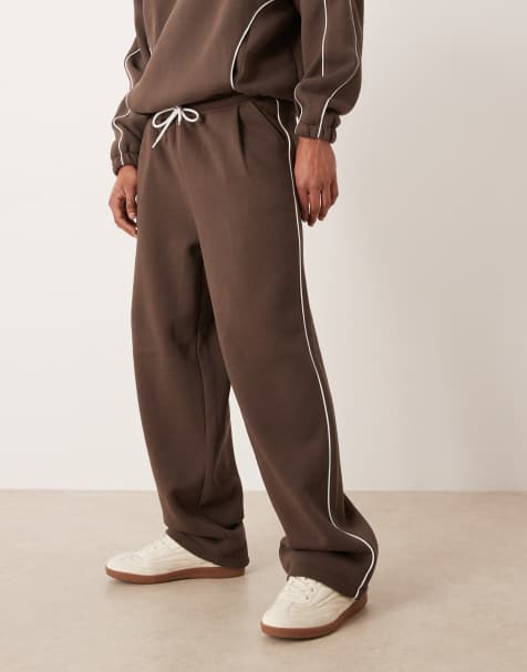ASOS DESIGN - Pantalon de jogging d'ensemble ultra baggy avec passepoil sur les côtés - Marron - view 1