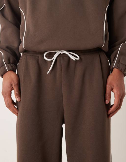 ASOS DESIGN - Pantalon de jogging d'ensemble ultra baggy avec passepoil sur les côtés - Marron, 5 de 5