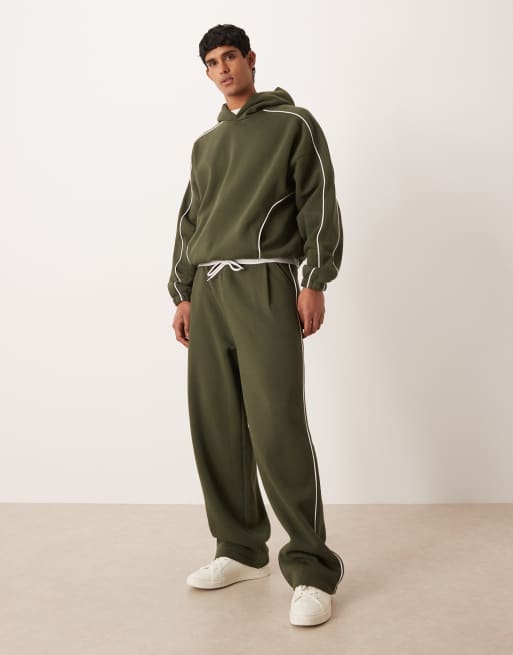 ASOS DESIGN - Pantalon de jogging d'ensemble ultra baggy avec passepoil sur les côtés - Vert, 2 de 5