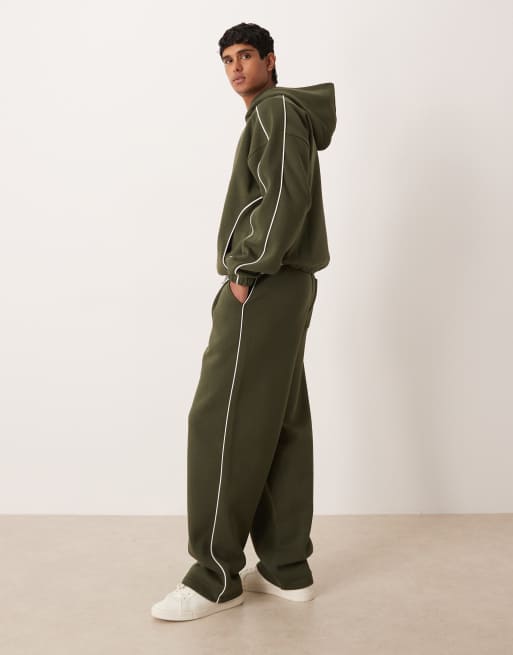 ASOS DESIGN - Pantalon de jogging d'ensemble ultra baggy avec passepoil sur les côtés - Vert, 3 de 5