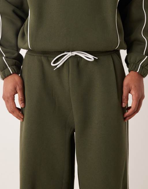 ASOS DESIGN - Pantalon de jogging d'ensemble ultra baggy avec passepoil sur les côtés - Vert, 4 de 5