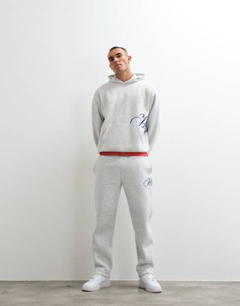 ASOS DESIGN pantalon de jogging droit imprimé en gris chiné - view 1