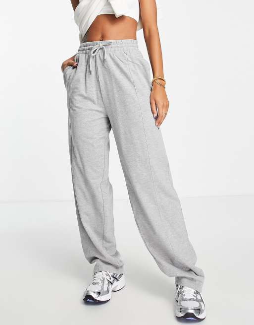 ASOS DESIGN - Pantalon de jogging droit nervuré en coton à bande large à la  taille - Gris chiné - GREY