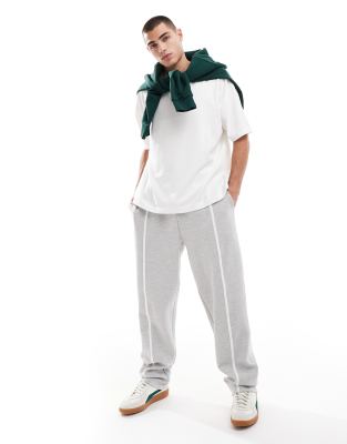 ASOS DESIGN - Pantalon de jogging élégant coupe droite à liserés - Gris