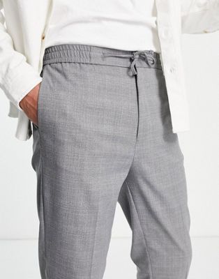 Joggers Pantalon de jogging habillé fuselé à plis avec motif à carreaux quadrillé