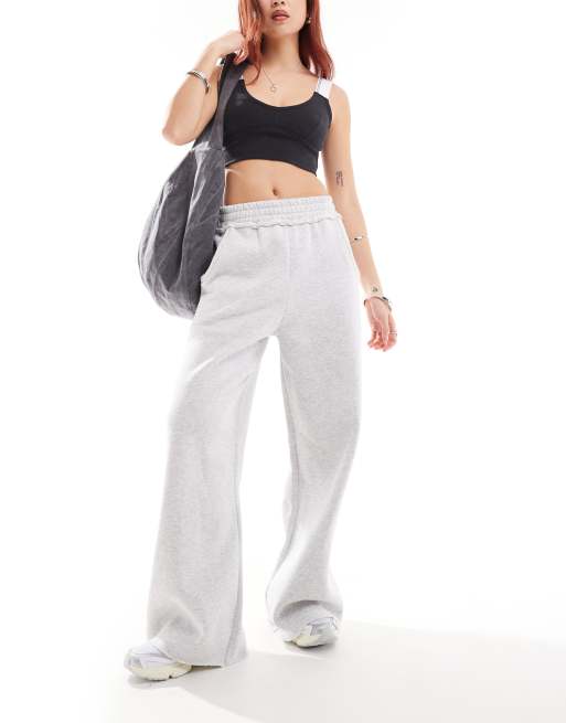 CerbeShops DESIGN - Pantalon de jogging large avec taille à bords décousus - Gris chiné