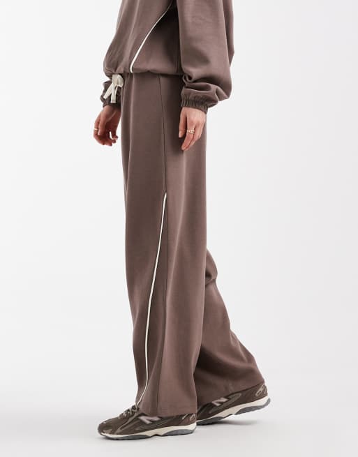 ASOS DESIGN - Pantalon de jogging large d'ensemble à coutures contrastantes - Chocolat, 2 de 5