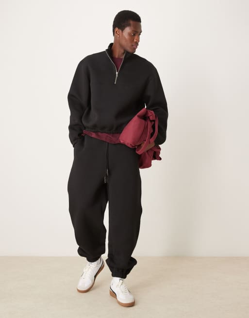 ASOS DESIGN - Pantalon de jogging oversize d'ensemble en néoprène à coutures apparentes - Noir