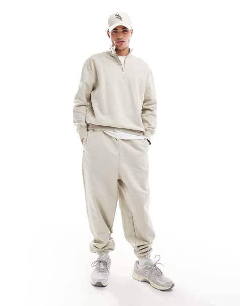 ASOS DESIGN - Pantalon de jogging oversize en tissu épais 400 g/m² de qualité supérieure - Beige - view 1