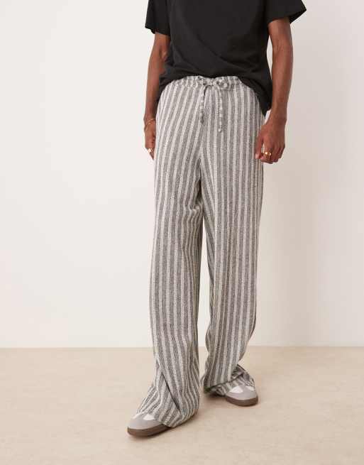 ASOS DESIGN - Pantalon de jogging rayé ultra baggy à envers bouclé - Gris chiné, 2 de 5