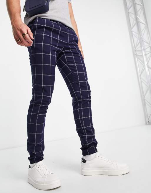 ASOS DESIGN Pantalon de jogging skinny l gant grands carreaux Bleu marine