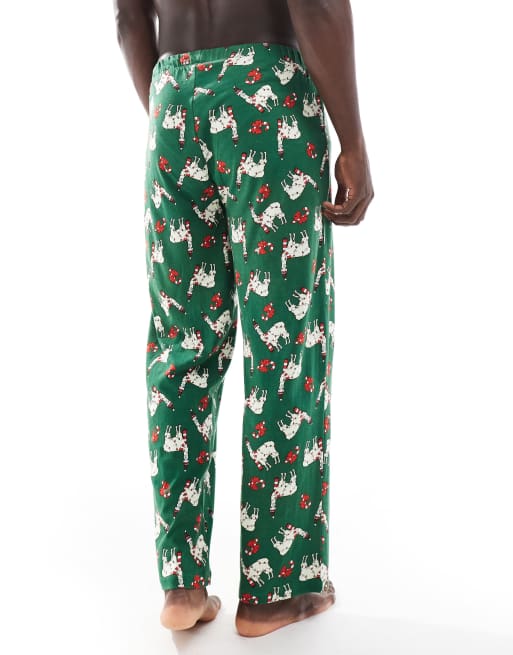 ASOS DESIGN - Pantalon de Noël confortable à motif lama - Vert foncé, 4 de 4