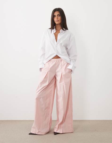 ASOS DESIGN - pantalón de pernera ancha con cintura elástica y pliegue delantero en tejido técnico - view 1