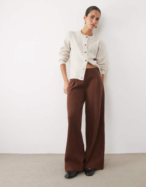 ASOS DESIGN pantalón de pernera ancha ultrasuave en color café - view 1