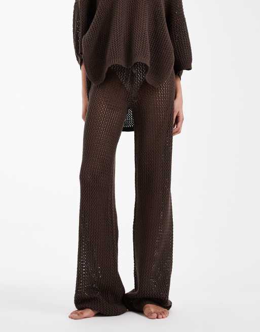 ASOS DESIGN - Pantalon de plage d'ensemble en maille - Chocolat, 2 de 5