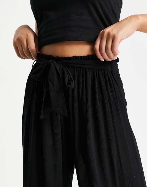 ASOS DESIGN - Pantalon de plage palazzo à taille nouée - Noir, 2 de 4
