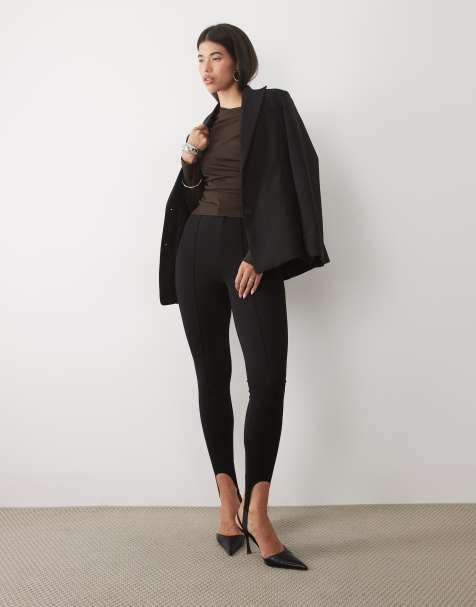 ASOS DESIGN pantalón de punto ponte con estribo en negro - view 1
