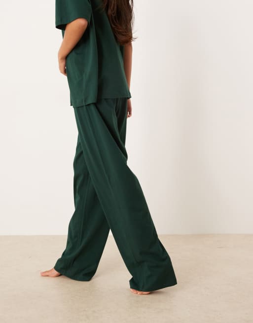 ASOS DESIGN Pantalon de pyjama à assortir en coton - Vert forêt, 4 de 4