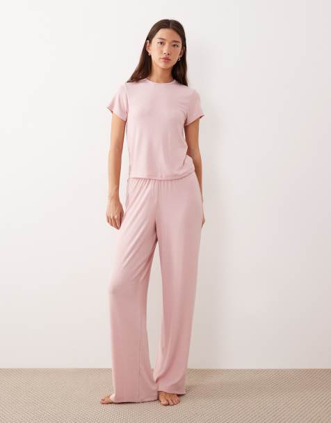 ASOS DESIGN - Pantalon de pyjama ample doux et côtelé à assortir - Rose clair - view 1