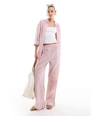 ASOS DESIGN - Pantalon de pyjama rayé à enfiler - Rouge | ASOS