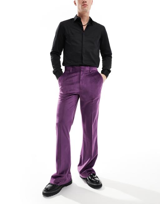 ASOS DESIGN - Pantalon de smoking évasé en velours - Violet