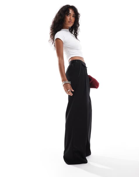 ASOS DESIGN - Pantalon de tailleur ample à coutures contrastantes - Noir - view 1
