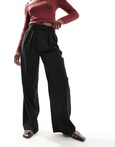 ASOS DESIGN - Pantalon de tailleur ample à rayures - Noir - view 1