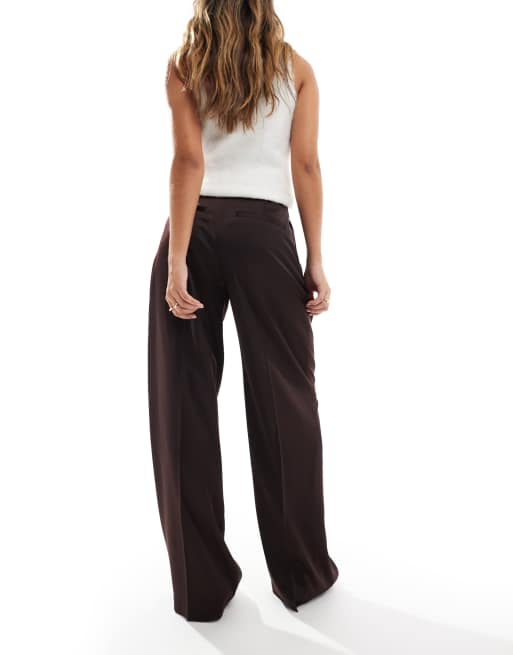 ASOS DESIGN Pantalon de tailleur ample en satin Chocolat ASOS